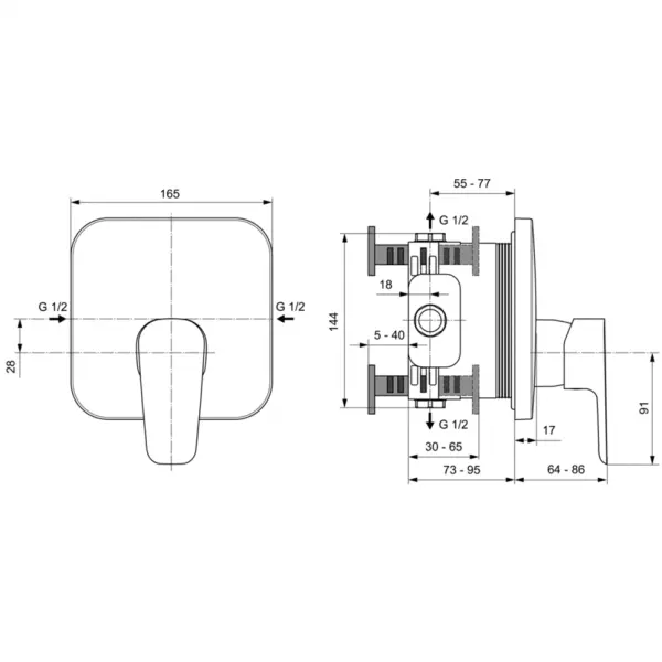 Второе изображеие товара Встраиваемый смеситель для душа Ideal Standard CERAPLAN III A6114AA 