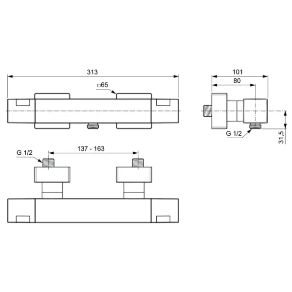 Второе изображеие товара Настенный термостатический смеситель для душа Ideal Standard CERATHERM C100 A7533AA 