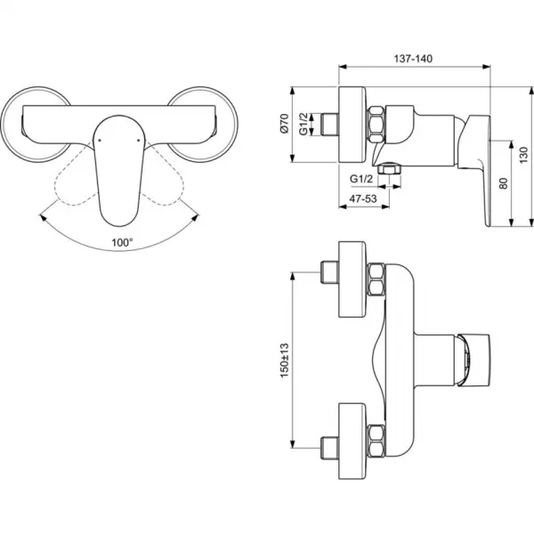 Второе изображеие товара Настенный смеситель для душа Ideal Standard CERAFINE O BC499XG 