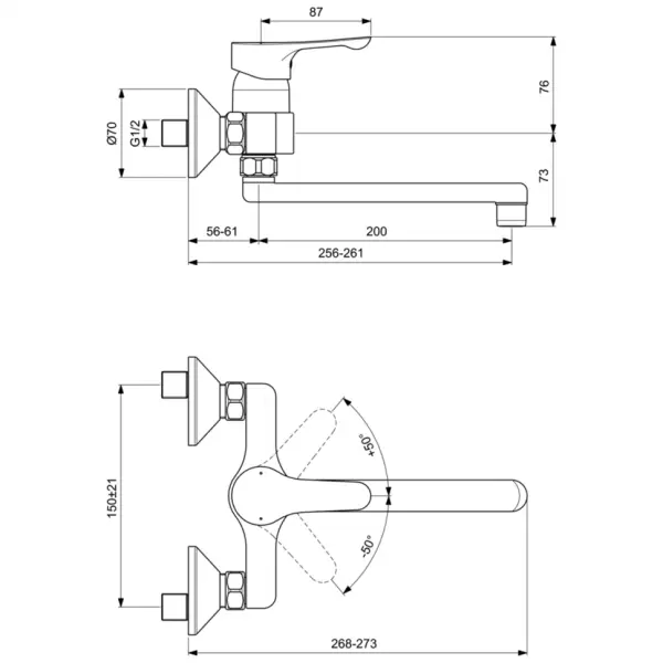 Второе изображеие товара Настенный смеситель для кухонной мойки Ideal Standard ALPHA BC661AA 