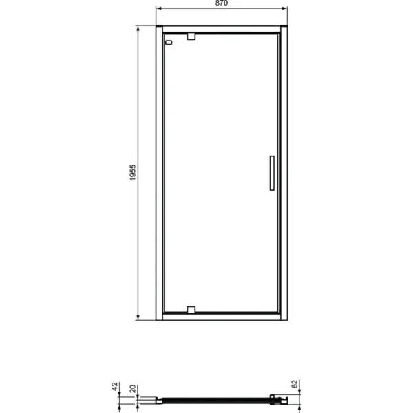 Второе изображеие товара Распашная дверь в нишу 90 см Ideal Standard CONNECT 2 PV Pivot K9270V3 