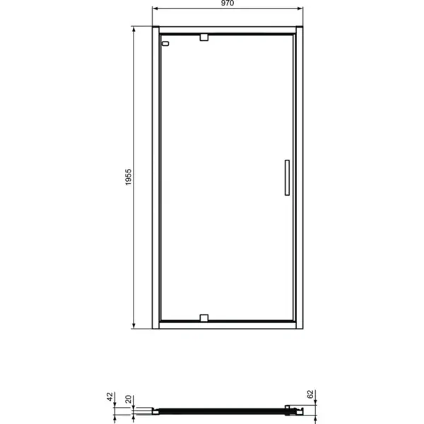 Второе изображеие товара Распашная дверь в нишу 100 см Ideal Standard CONNECT 2 PV Pivot K9272V3 