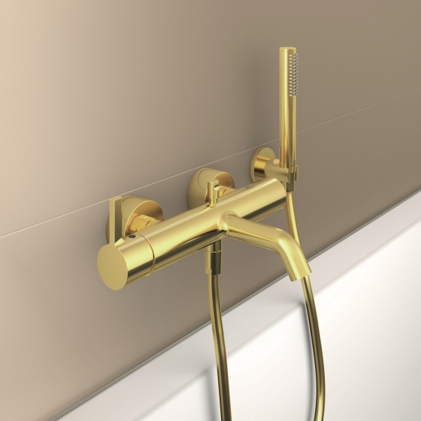 Второе изображеие товара Смеситель для ванны Ideal Standard JOY настенный, шлифованное золото BC786A2 