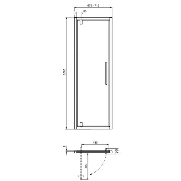 Второе изображеие товара Реверсивная распашная панель-дверь 70 см для установки в нишу Ideal Standard I.Life PV T4835EO 
